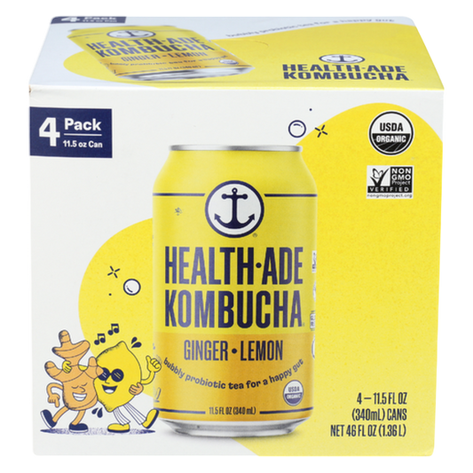 Health-Ade Ginger Lemon Kombucha 4pk 11.5oz Can