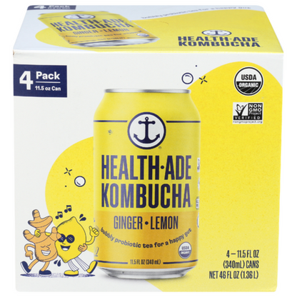 Health-Ade Ginger Lemon Kombucha 4pk 11.5oz Can