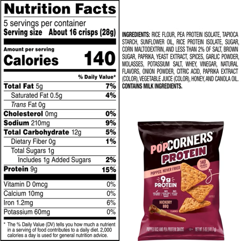 Popcorners Protein Hickory BBQ 5oz