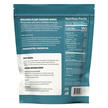 Daring Breaded Plant-Based Chicken Wings, Gluten-Free, 8oz