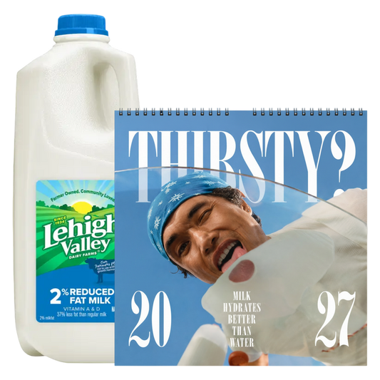 2027 Milk Man Hydration Calendar & Lehigh Valley 2% Reduced Fat Milk - 1/2 Gallon