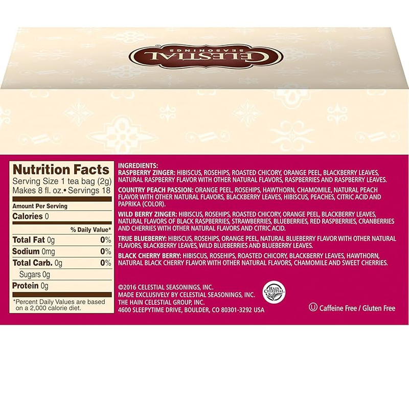 Celestial Seasonings Fruit Tea Sampler 18ct Box