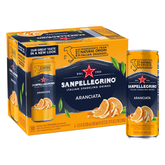 San Pellegrino Italian Sparkling Drink Aranciata Orange 6pk 330ml Can