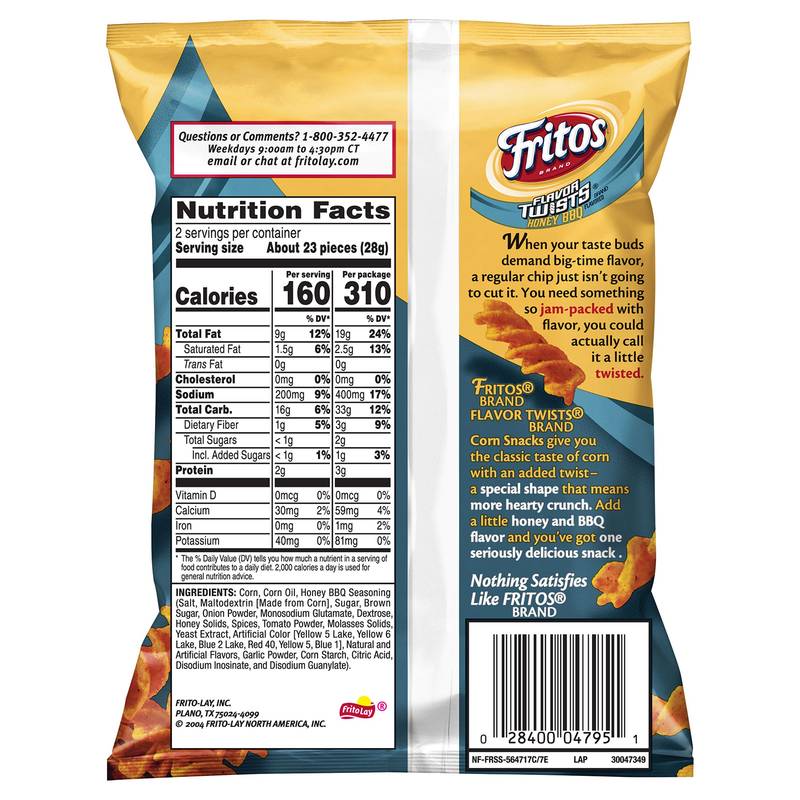 Fritos Flavor Twists Honey BBQ 2oz