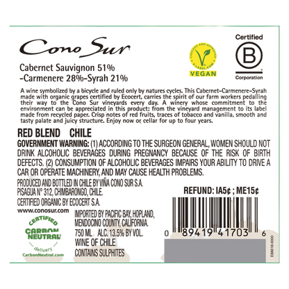 Cono Sur Organic Red Blend 750ml