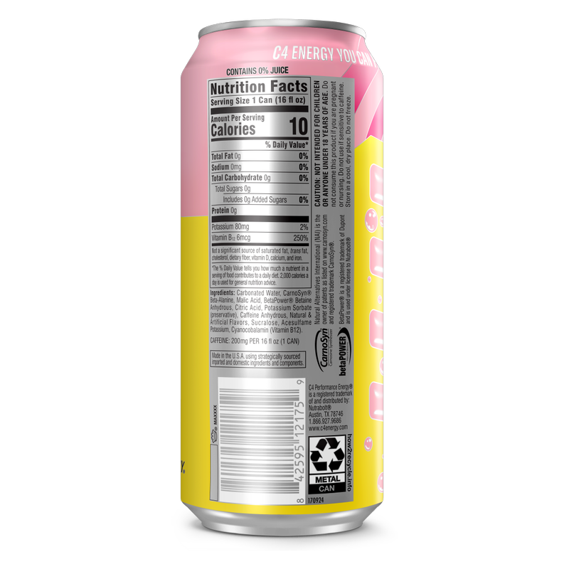 C4 Energy Zero Sugar Strawberry Blast 16oz Can
