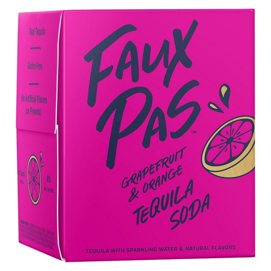 Faux Pas Grapefruit & Orange Tequila Soda 4pk 250ml Can 8.0% ABV