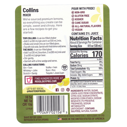 Master of Mixes Tom Collins 1L Btl
