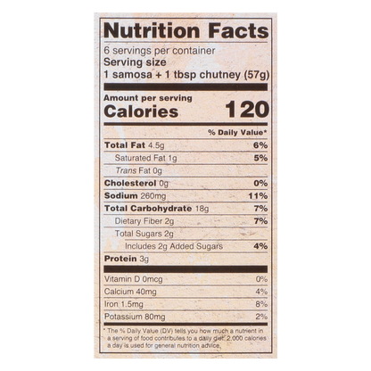 Deep Indian Kitchen Potato & Pea Samosas with Chutney 12 oz.