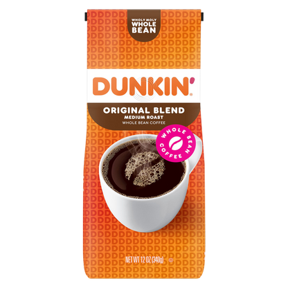 Dunkin’ Donuts Original Blend Medium Roast Whole Bean Coffee 12oz Bag