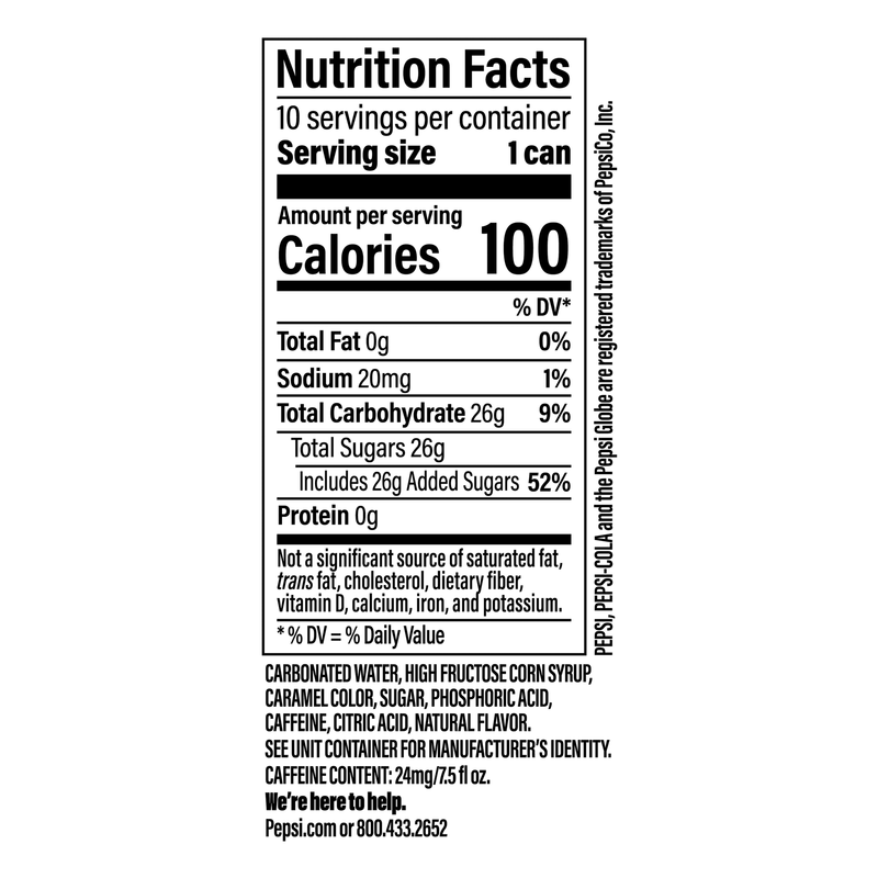 Pepsi 10pk 7.5oz Mini Can