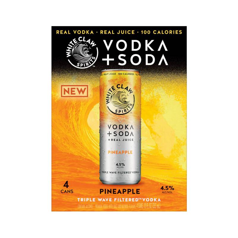 White Claw Hard Seltzer Vodka + Soda Pineapple 4pk 12oz Can 4.5% ABV