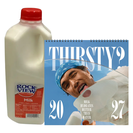 2027 Milk Man Hydration Calendar & Rockview Whole Vitamin D MIlk - 1/2 gallon