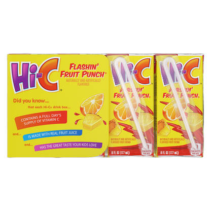 Hi-C Flashin' Fruit Punch Juice Boxes Made with Real Fruit Juice, 8-pack, 6 oz. each
