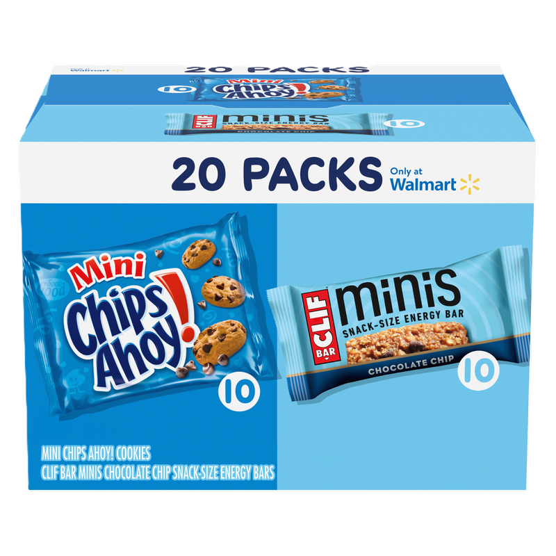 CLIF BAR Minis Chocolate Chip Energy Bars & Mini CHIPS AHOY! Cookies, Mini Snacks Variety Pack