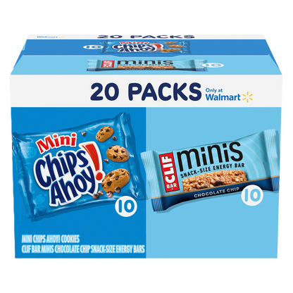 CLIF BAR Minis Chocolate Chip Energy Bars & Mini CHIPS AHOY! Cookies, Mini Snacks Variety Pack