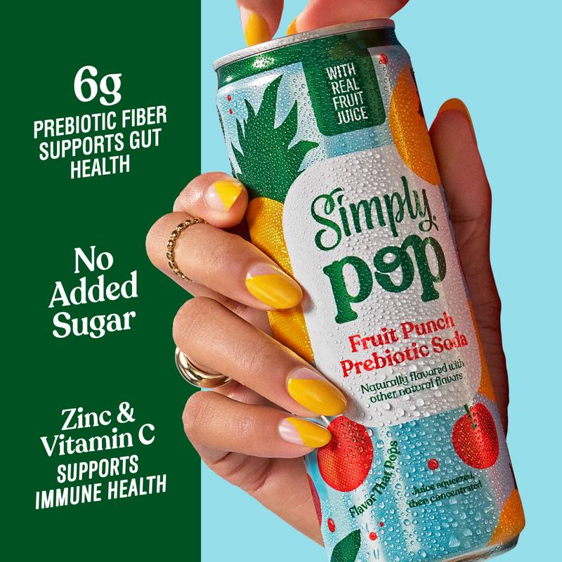 Simply Pop Fruit Punch Prebiotic Soda 12oz Can