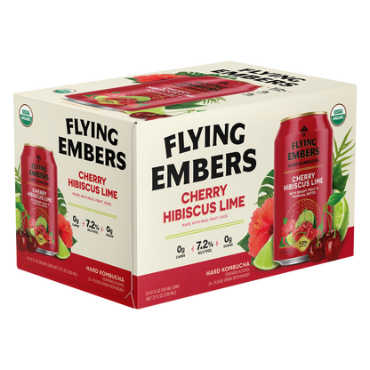 Flying Embers Cherry Hibiscus Lime Hard Kombucha 6pk 12oz 7.2% ABV