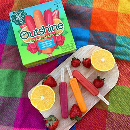 Outshine No Sugar Added Strawberry, Tangerine, and Raspberry Frozen Fruit Pops, Variety Pack, 12ct