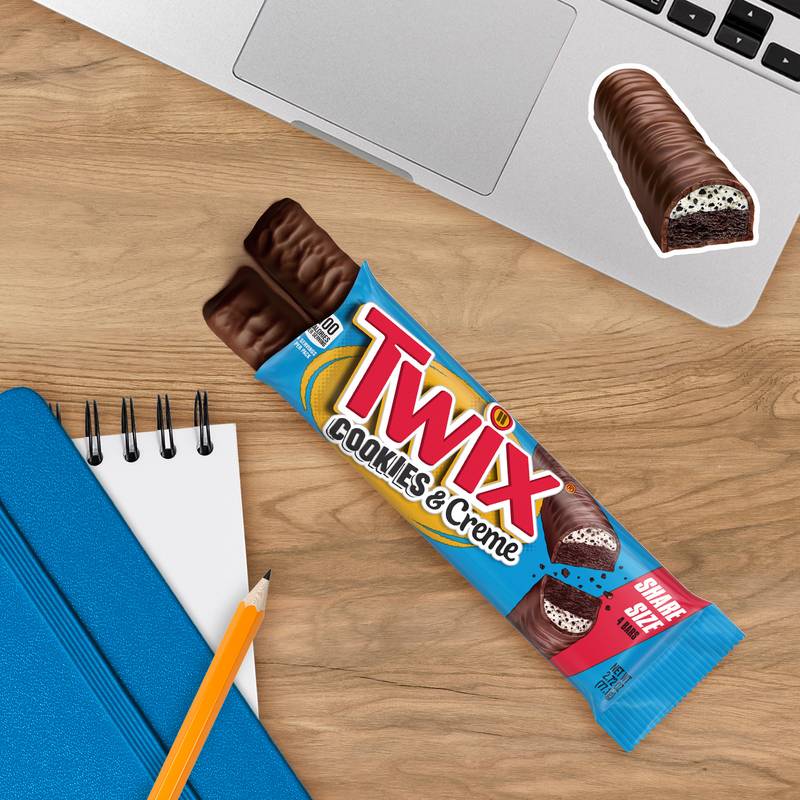 TWIX Cookies & Creme Chocolate Candy Bar, Share Size, 2.87 oz