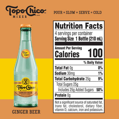 Topo Chico Mixer Ginger Beer 4pk 7.1oz Glass Bottle