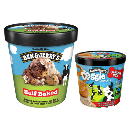Ben & Jerry's Doggie Desserts Peanut Butter & Pretzel + Half Baked Ice Cream Bundle