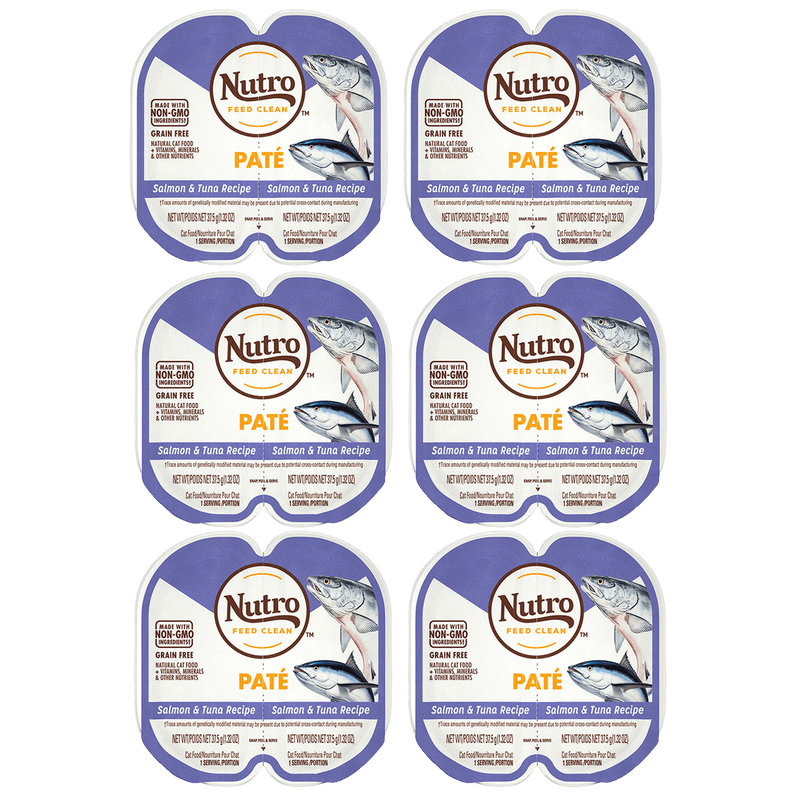6 Ct Nutro Perfect Portions Trays Grain-Free Pate Salmon & Tuna Recipe Wet Cat Food 2.6oz