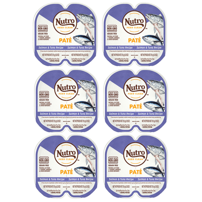 6 Ct Nutro Perfect Portions Trays Grain-Free Pate Salmon & Tuna Recipe Wet Cat Food 2.6oz