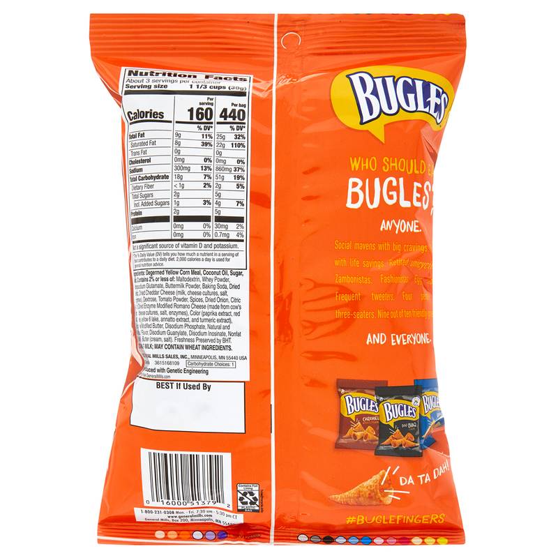 Bugles Nacho Cheese Crispy Corn Snacks 3oz