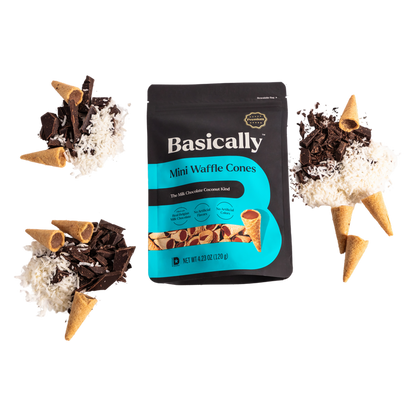 Basically Coconut & Milk Chocolate Mini Waffle Cones