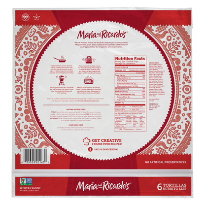Maria & Ricardo's Burrito Size White Flour Tortillas - 15.7oz