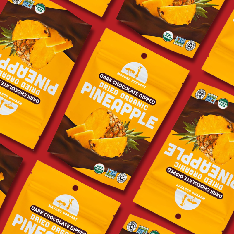 Mavuno Harvest Organic Dark Chocolate Dipped Dried Pineapple, 3oz