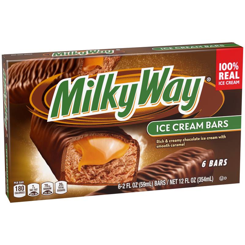 MILKY WAY Caramel and Chocolate Ice Cream Bars, 6 Pack, 2 Oz Bars