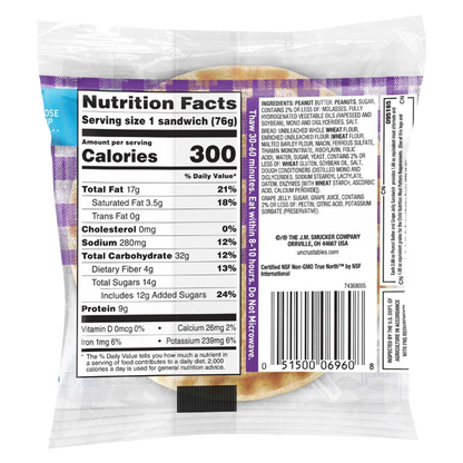 Smucker's Frozen Uncrustables PB & Grape Jelly on Wheat 1ct 2.6oz