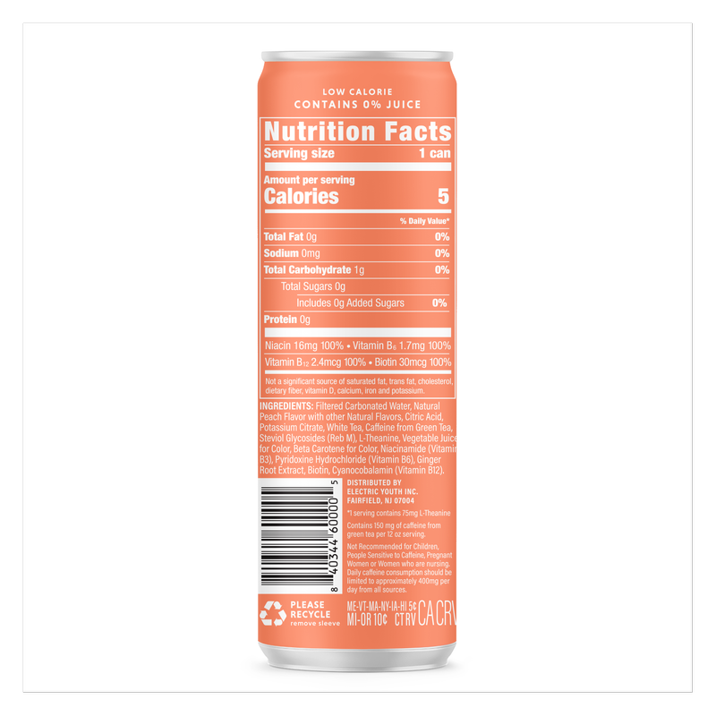 Gorgie Peach Tea Energy Drink 12oz Can