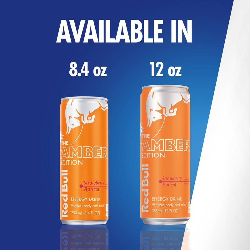 Red Bull Energy Drink The Amber Edition Strawberry Apricot 24pk 12oz Can- XL
