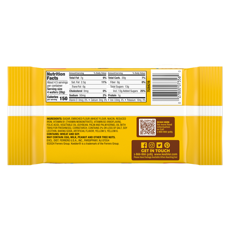 Keebler Vanilla Sugar Wafers, King Size,  4.4 oz