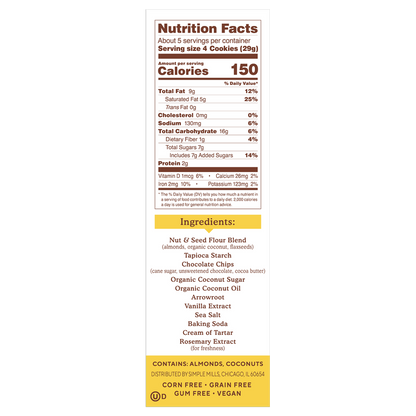 Simple Mills Crunchy Almond Flour Chocolate Chip Cookies 5.5oz