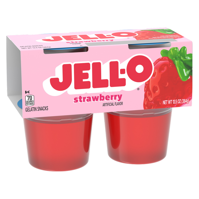 Jell-O Original Strawberry Snack Cups - 4ct