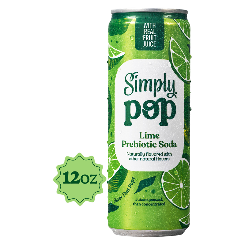 Simply Pop Lime Prebiotic Soda 12oz Can