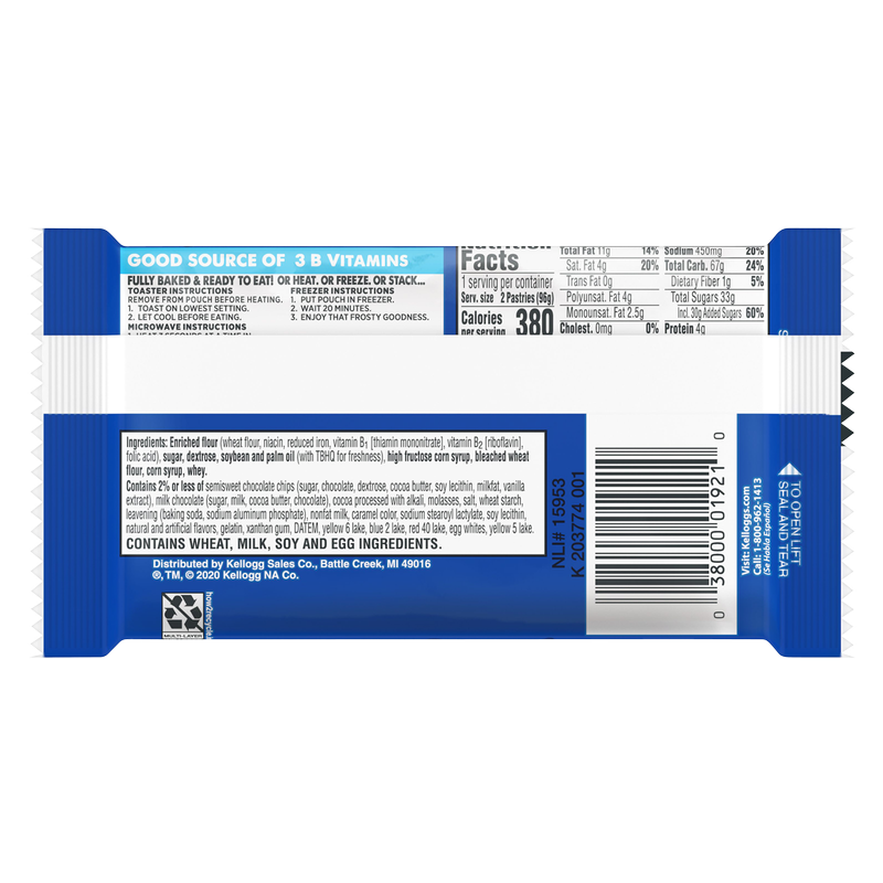 Pop-Tarts Frosted Chocolate Chip Breakfast Toaster Pastries 2ct