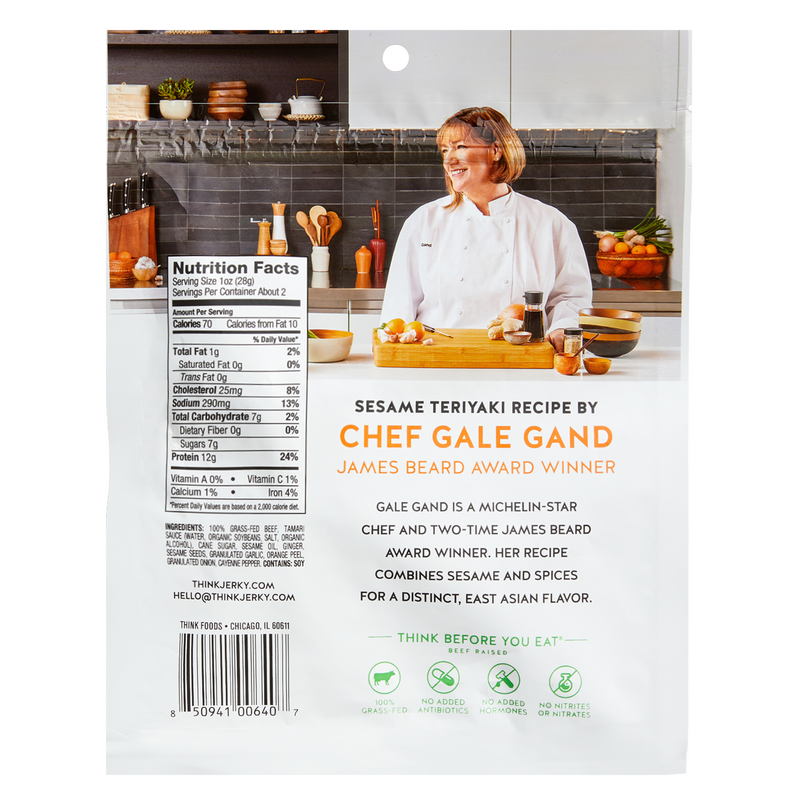 Think Jerky Sesame Teriyaki Grassfed Beef Jerky 2.2oz