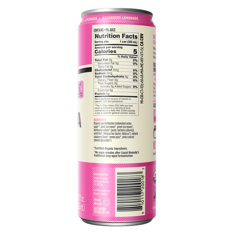 Liquid Remedy Kombucha Raspberry Lemonade 12oz Can