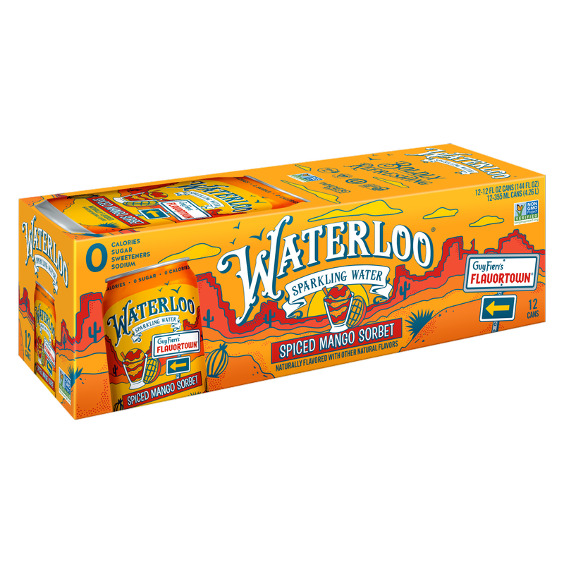 Waterloo Spiced Mango Sorbet Sparkling Water 12pk 12oz Can
