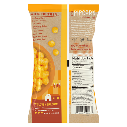 Pipcorn Heirloom Cheddar Cheese Balls 1oz
