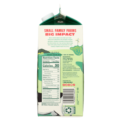 Organic Valley Non-Fat Milk 1/2 Gallon