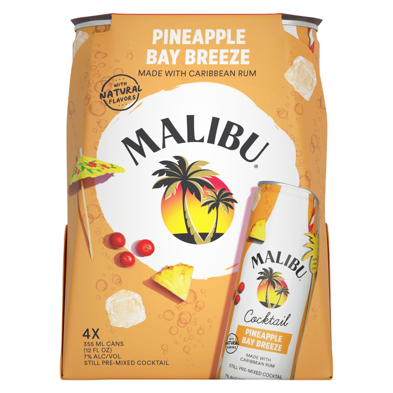 Malibu Cocktails Pineapple Breeze 4pk 12oz Cans