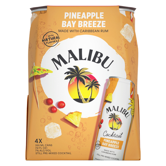 Malibu Cocktails Pineapple Breeze 4pk 12oz Cans