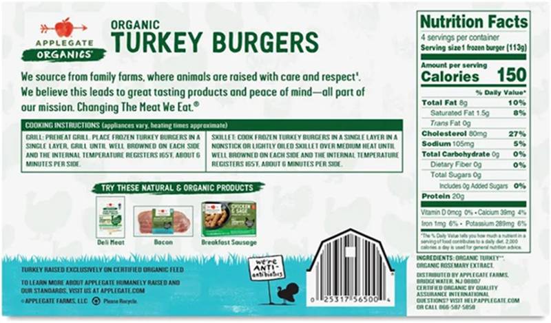 Applegate Organic Turkey Burgers 16oz