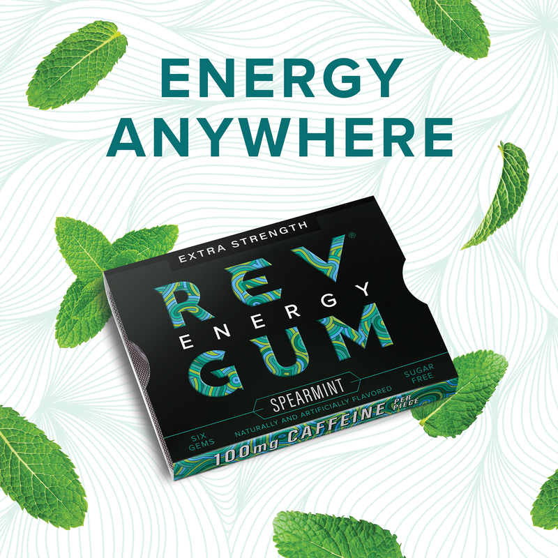 Rev Energy Spearmint Extra Strength Gum 6ct